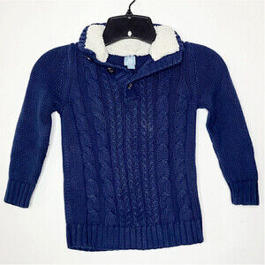 Baby Gap Blue Cable Knit Sherpa Pullover Sweater Sz 4 Years